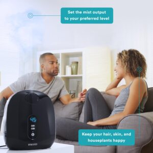 Homedics TotalComfort Deluxe Humidifier – Large Air Humidifiers for Bedroom, Plants – Top-Fill Dual 3.8L Water Tanks with Cool and Warm Mist, Essential Oil Pads, Colored Night-Light, Black