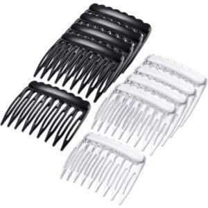24 pieces small hair side combs plastic french teeth hair combs for women hair clip combs bridal wedding veil comb for fine hair, black and clear