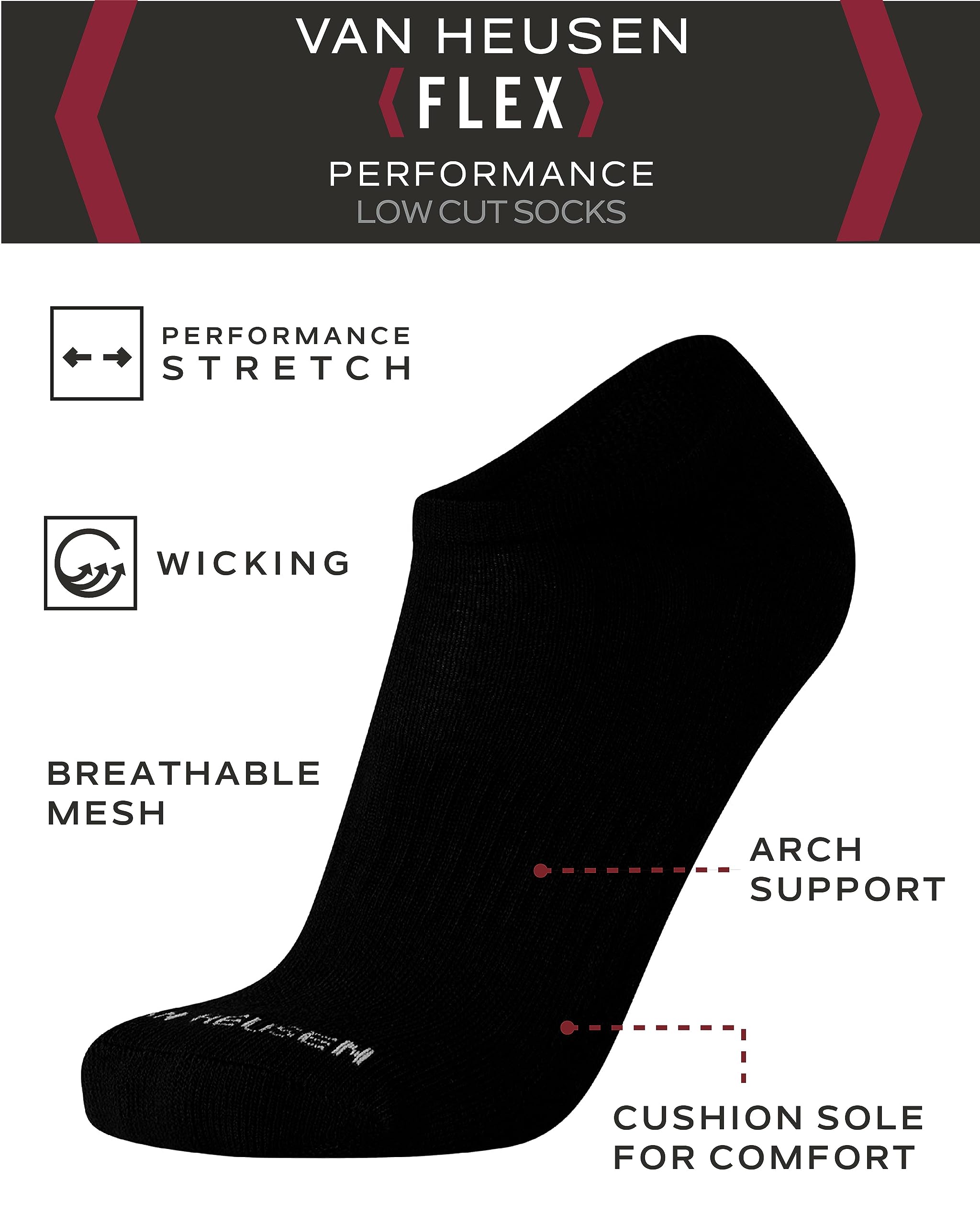 Van Heusen Men''s Socks - Low Cut No Show Athletic Performance Ankle Sock Liners (12 Pack), Size 6-12.5, Mixed