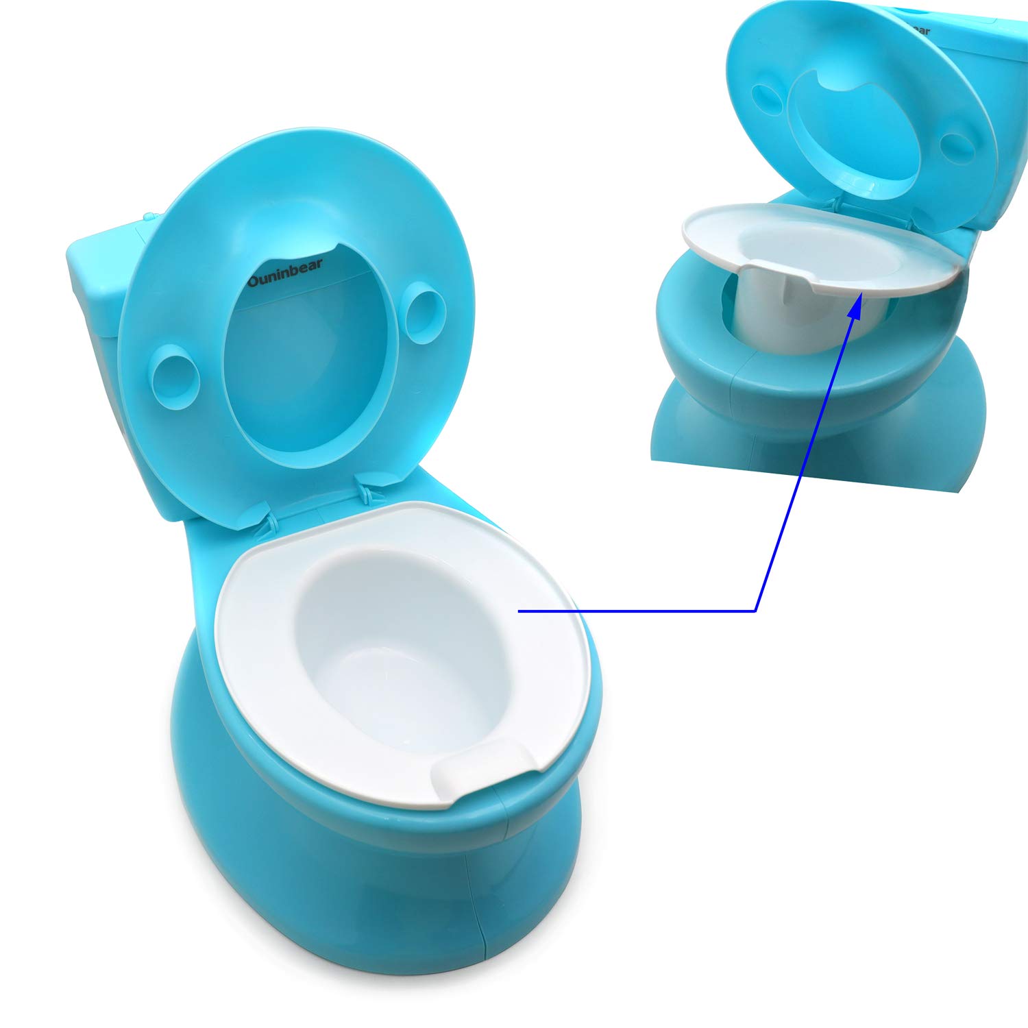 HTTMT- Classic Portable Blue Realistic Toddler Potty Training Toilet w/Flushing Sound Baby Chair Seat Kid [P/N: ET-BABY004-BLUE]