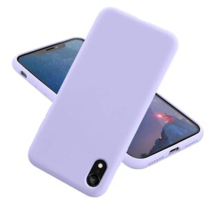 mcuca iphone xr case，ultra-thin shockproof silky-soft touch microfiber lining premium soft silicone rubber full body protection case cover for apple iphone xr (light purple)