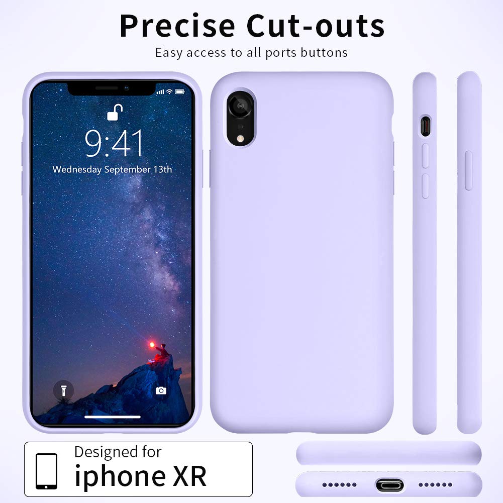 MCUCA iPhone XR Case，Ultra-Thin Shockproof Silky-Soft Touch Microfiber Lining Premium Soft Silicone Rubber Full Body Protection Case Cover for Apple iPhone XR (Light Purple)