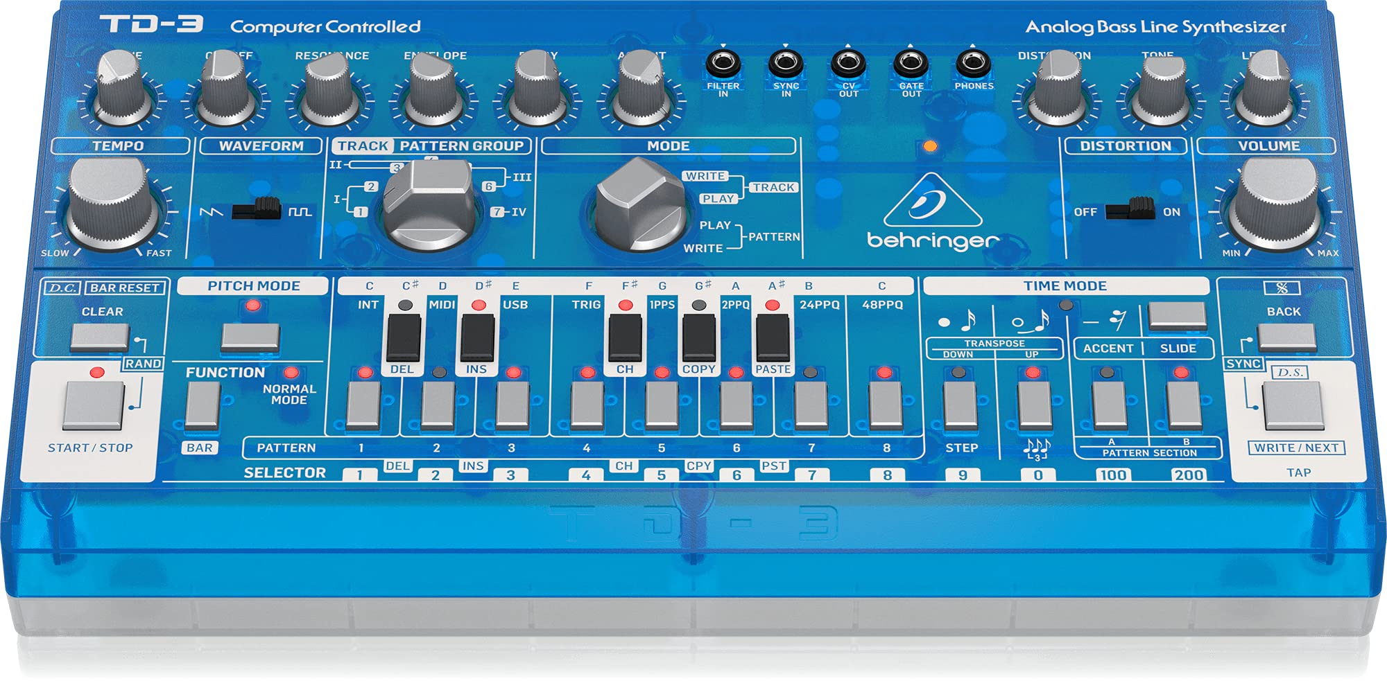 Behringer TD-3-BB Analog Bass Line Synthesizer with VCO/VCF, Baby Blue