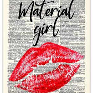 Positive Affirmations Wall Decor for Kids: "Material Girl" Madonna Dictionary Wall Art Print 8x10 Inspirational, Motivational Poster & Motivational Wall Art Office Decor for Men & Women