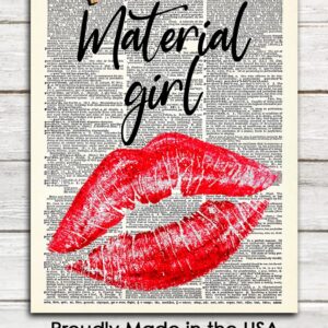 Positive Affirmations Wall Decor for Kids: "Material Girl" Madonna Dictionary Wall Art Print 8x10 Inspirational, Motivational Poster & Motivational Wall Art Office Decor for Men & Women