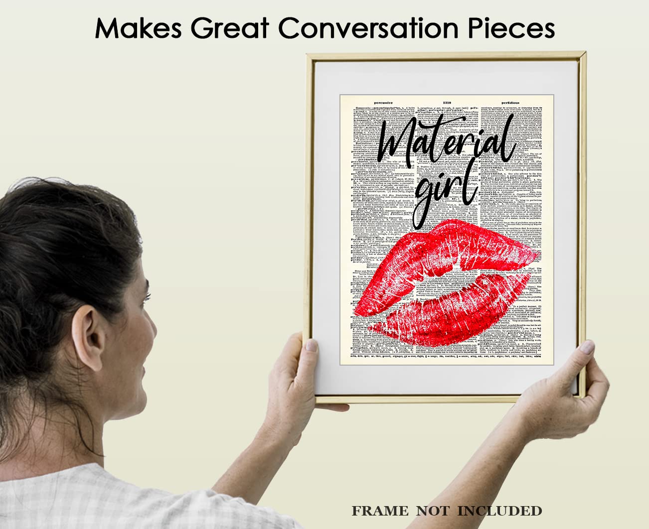 Positive Affirmations Wall Decor for Kids: "Material Girl" Madonna Dictionary Wall Art Print 8x10 Inspirational, Motivational Poster & Motivational Wall Art Office Decor for Men & Women