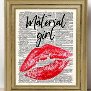 Positive Affirmations Wall Decor for Kids: "Material Girl" Madonna Dictionary Wall Art Print 8x10 Inspirational, Motivational Poster & Motivational Wall Art Office Decor for Men & Women