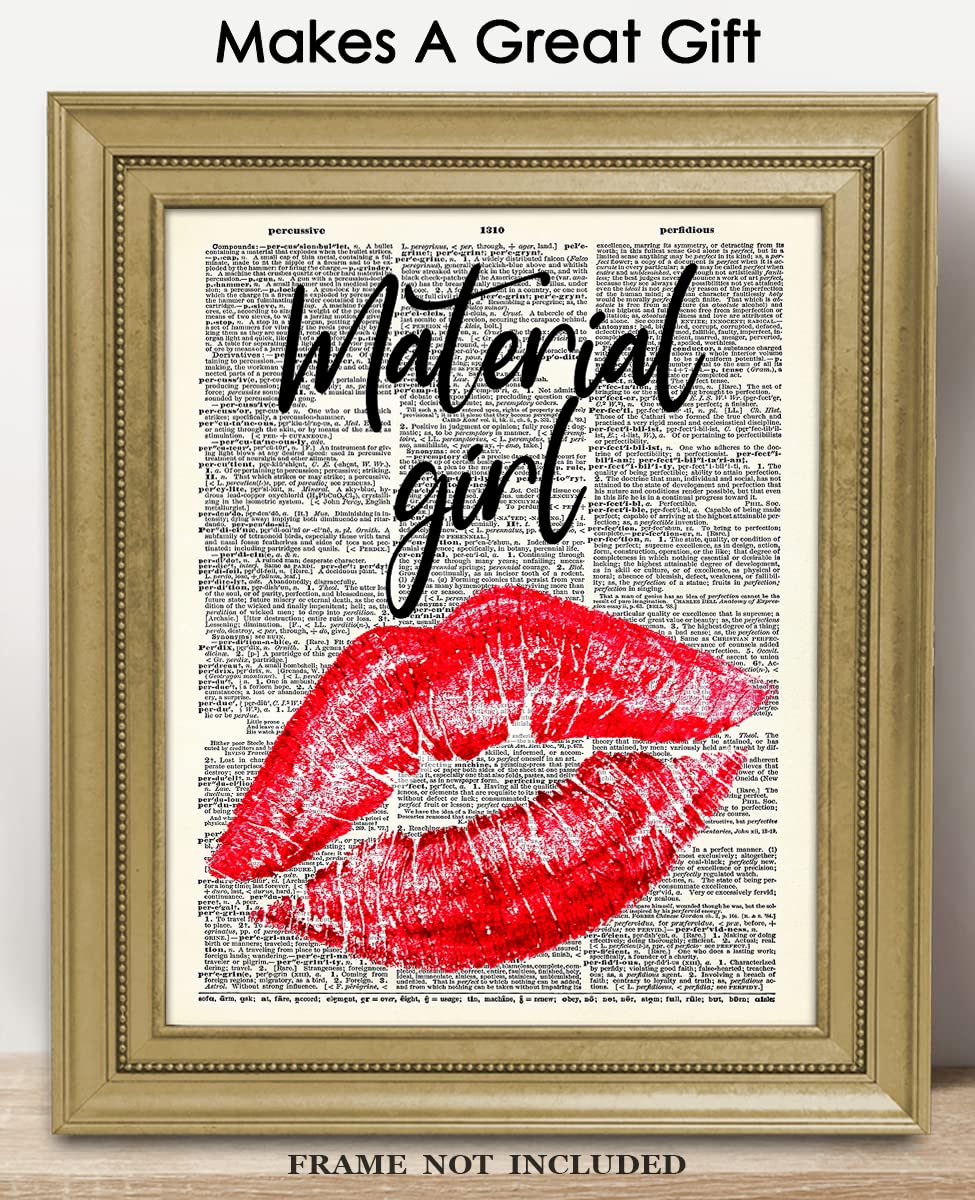 Positive Affirmations Wall Decor for Kids: "Material Girl" Madonna Dictionary Wall Art Print 8x10 Inspirational, Motivational Poster & Motivational Wall Art Office Decor for Men & Women