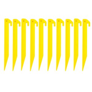 tent stakes for sand ，plastic tent stakes heavy duty, lighter and safer than tent stake metal,9 inch yellow tent stakes for sand/sand stakes for beach (10 pack)