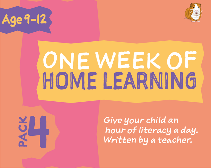 1 WEEK Of Literacy Distance Learning: Pack FOUR (age 9-12 years) Grades 4-6