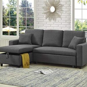 GTU Furniture Reversible Sectional Sleeper Sofa with Storage (Grey)