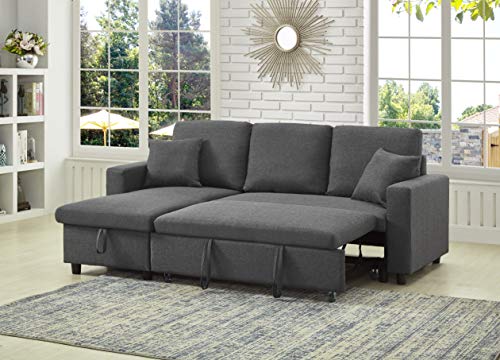 GTU Furniture Reversible Sectional Sleeper Sofa with Storage (Grey)