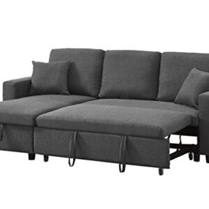 GTU Furniture Reversible Sectional Sleeper Sofa with Storage (Grey)