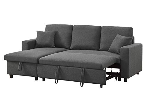 GTU Furniture Reversible Sectional Sleeper Sofa with Storage (Grey)