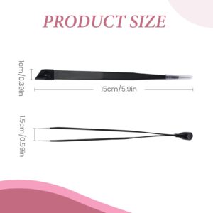 NUOMI 2 Pcs/Set Straight Nail Tweezers Probe Tips Metal Tweezers with Silicone Pressing Head for Nail Art, Picking Gems Rhinestones Acrylic Gel Stickers Eyelash Extensions