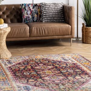 nuLOOM Erline Colorful Bohemian Runner Rug, 2' 6" x 10', Black