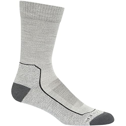 Icebreaker Merino Wool Hike + Light Socks for Men - Crew Socks - Half Cushioned, Perfect for Hiking, Athletics, Work and Play, Blizzard Heather, Large