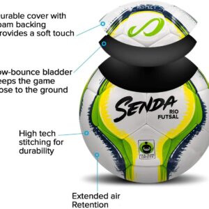 SENDA Rio Match Futsal Ball, Fair Trade Certified, Blue/Black, Size 4 (Ages 13 & Up)