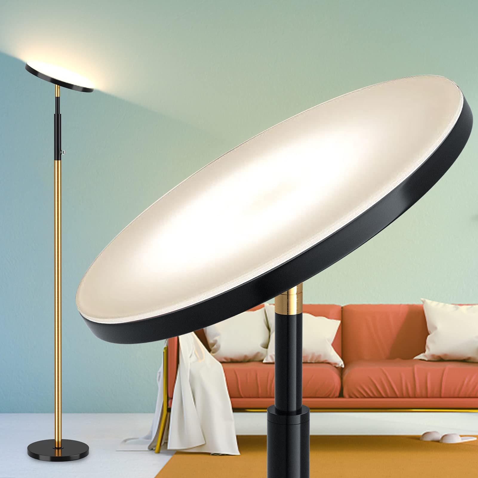 DEEPTILE Led Floor Lamp 34W Bright Sky Floor Lamps 2500LM Dimmable Daylight Light with Touch Control 3 Natural Light, Stand Up Light Floor Office Lamps for Living Room.