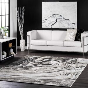 nuloom drea marble abstract area rug, 4x6, grey