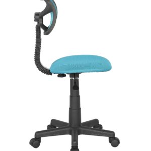 JJS Kids Mesh Rolling Desk Chair, Small Swivel Office Computer Chair for Teens, Low-Back Adjustable Upholstered Student Task Chair, Blue