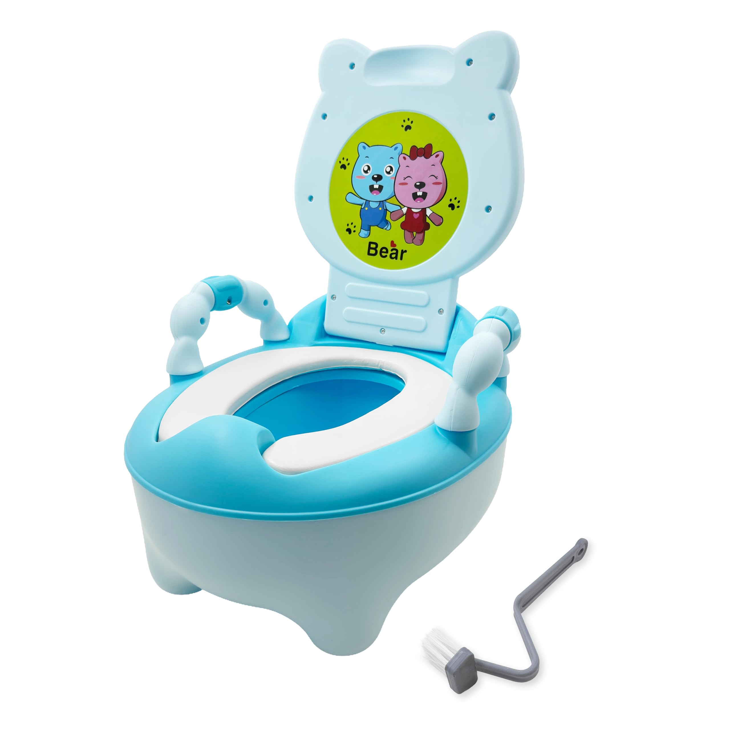 HTTMT- Baby Kids Blue Bear Portable Potty Training Toilet Seat With Pad Toddler Lovely Toilet Comfortable Soft Seat Stool Chair [P/N: ET-BABY003-BLUE]