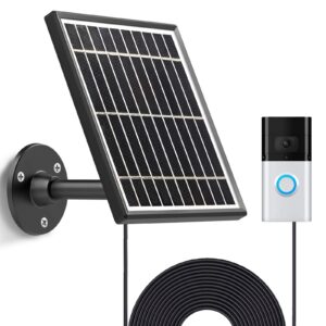 uncle squirrel solar panel compatible with ring video doorbell 3/3 plus, waterproof charge continuously, 5 v/ 3.5 w (max) output, includes secure wall mount, 4.9m/16 ft power cable