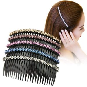 aoxmas 5pcs 24 teeth hair comb clip clamp for lady girls hair combs rhinestone hair side combs 4.72"