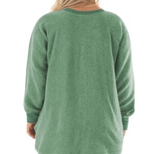 DOLNINE Plus Size Sweatshirts for Women Loose Oversized Tops Pockets Tunics Green-18W