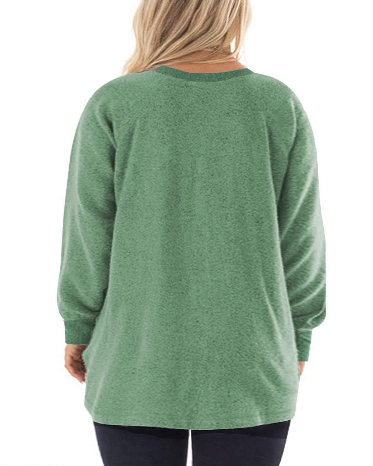 DOLNINE Plus Size Sweatshirts for Women Loose Oversized Tops Pockets Tunics Green-18W