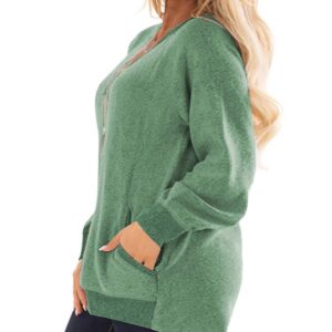 DOLNINE Plus Size Sweatshirts for Women Loose Oversized Tops Pockets Tunics Green-18W