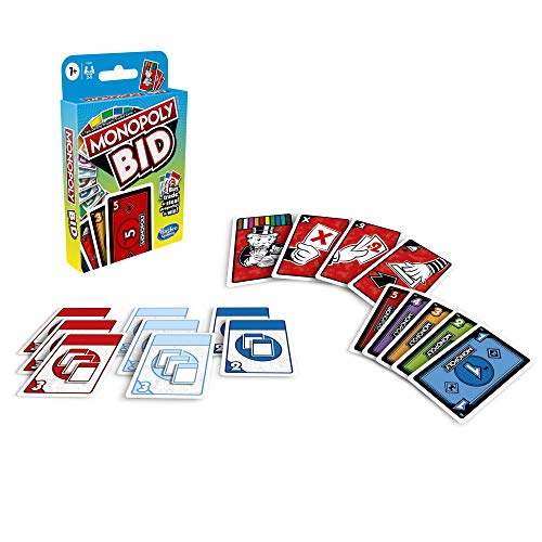 Hasbro Gaming Monopoly Bid Game,Quick-Playing Card Game for 4 Players,Game for Families and Kids Ages 7 and Up