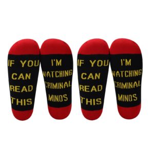 levlo crimianl tv fans inspired gift if you can read this cotton socks mother's day graduation teacher christmas gifts (2 pairs/set - mid calf - 3)