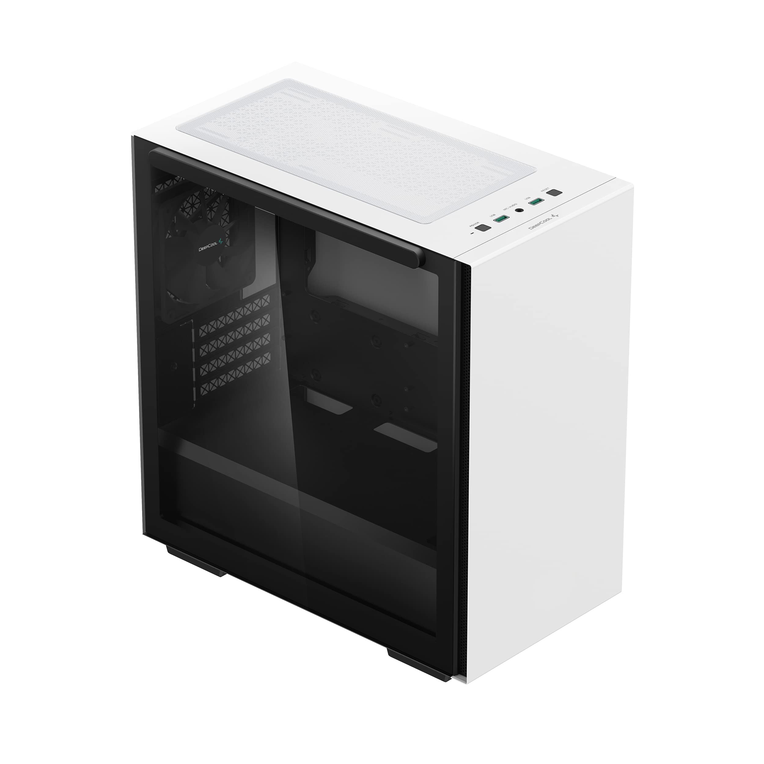 DeepCool MACUBE 110 WH Micro ATX Case with Full-Size Magnetic Tempered Glass Removable HDD Cage and Built-in Graphics Card Holder - White