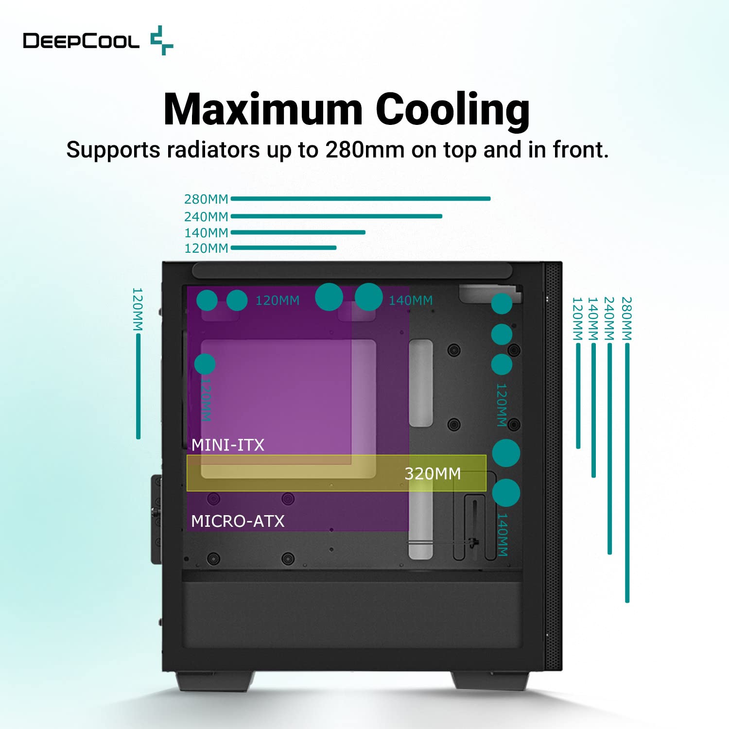 DeepCool MACUBE 110 WH Micro ATX Case with Full-Size Magnetic Tempered Glass Removable HDD Cage and Built-in Graphics Card Holder - White