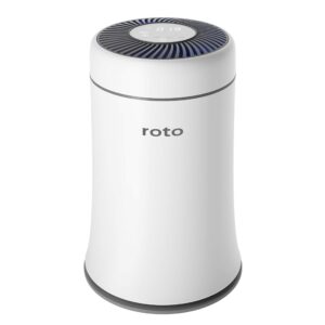 roto hepa air purifier for home bedroom, h13 true hepa filter with filtration system cleaner odor eliminators, remove 99.97% dust smoke mold pollen, 4 fan speed with quiet auto mode, white