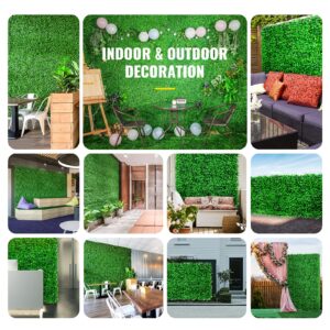 VEVOR Artificial Boxwood Panels 48PCS 10" x 10", UV-Anti Boxwood Hedge Wall Panels, Artificial Grass Backdrop Wall 1.6", Green Grass Wall for Decor Privacy Fence Indoor Outdoor Garden Backyard