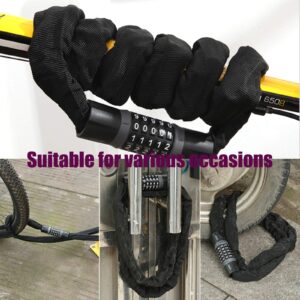 Beefoor Bike Lock, 5-Digit Resettable Combination Heavy Duty Anti Theft Bicycle Lock, 4.9 Feet Bike Chain Lock for Bikes, Motorcycles, Bicycles, Doors, Gates, Fences, Grills