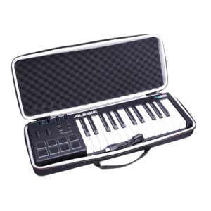 ltgem controller case for alesis v25-25-key usb midi keyboard controller, hard storage travel protective carrying bag