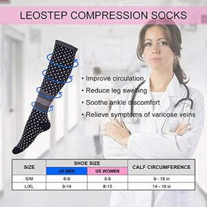 LEOSTEP Compression Socks for Women & Men Circulation, Long Stockings Support for Nurses, Sports, Pregnant, Hiking, Running