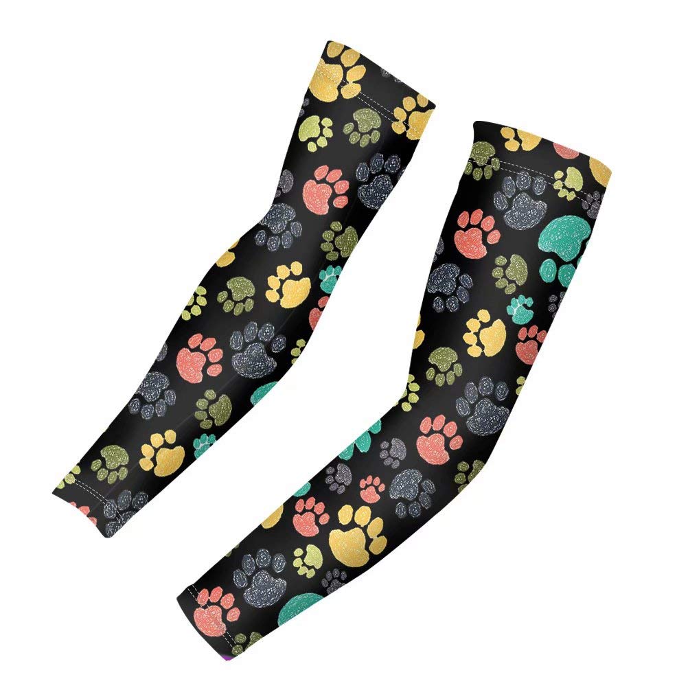 AFPANQZ Dog Paws Print Summer Oversleeve Sports Sleeves for Arms UV Rays Protection Arm Sleeves 1 Pair Arm Shields Tattoo Covers Cooling Compression Sleeves Cooling Running Cycling Golf Fishing L