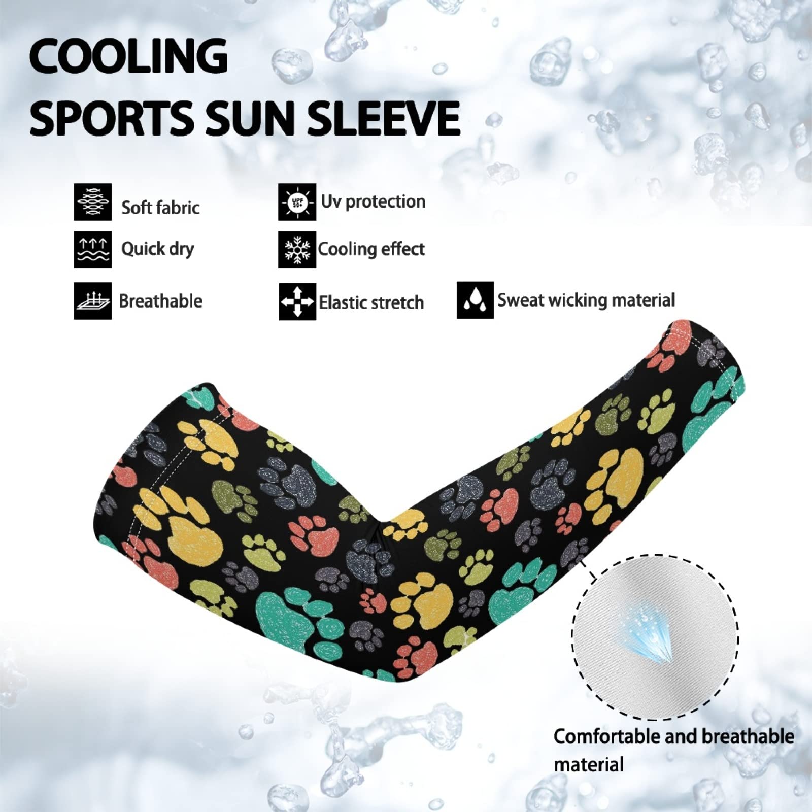 AFPANQZ Dog Paws Print Summer Oversleeve Sports Sleeves for Arms UV Rays Protection Arm Sleeves 1 Pair Arm Shields Tattoo Covers Cooling Compression Sleeves Cooling Running Cycling Golf Fishing L