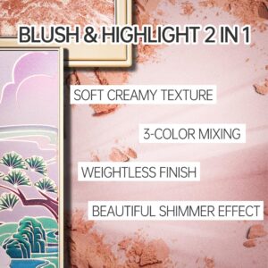 blush for cheek pink coral cheek color makeup powder blusher creamy texture long lasting shimmering glitter highlight 2 in 1 C05 Crystal Frost