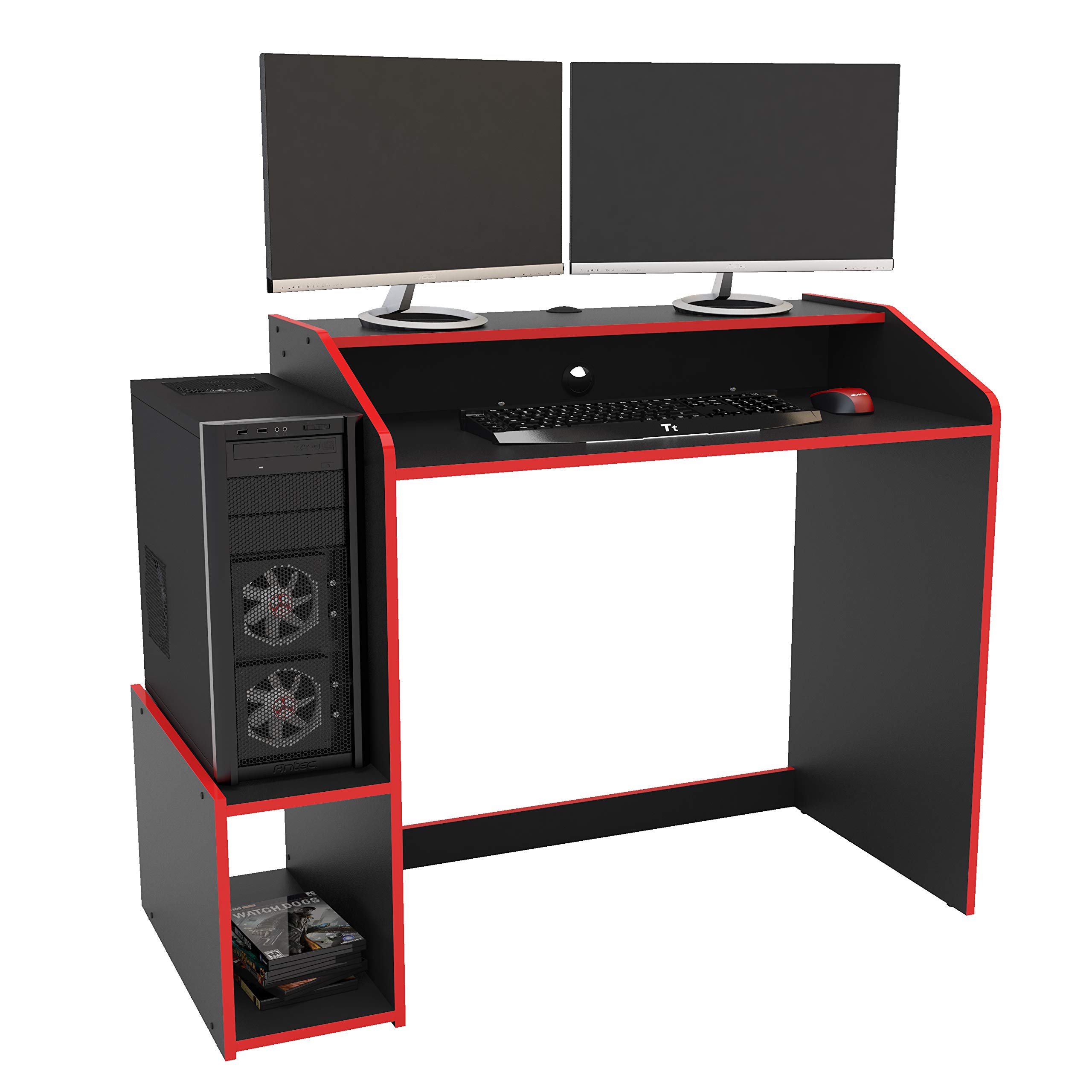 Polifurniture Legend Gaming Desk, Black & Red