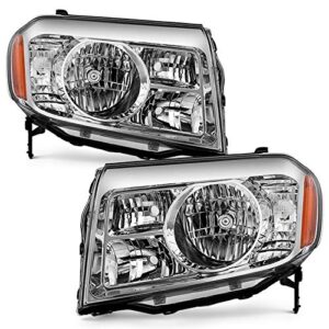 acanii - for 2009-2011 honda pilot factory style headlights headlamps assembly pair replacement driver + passenger side