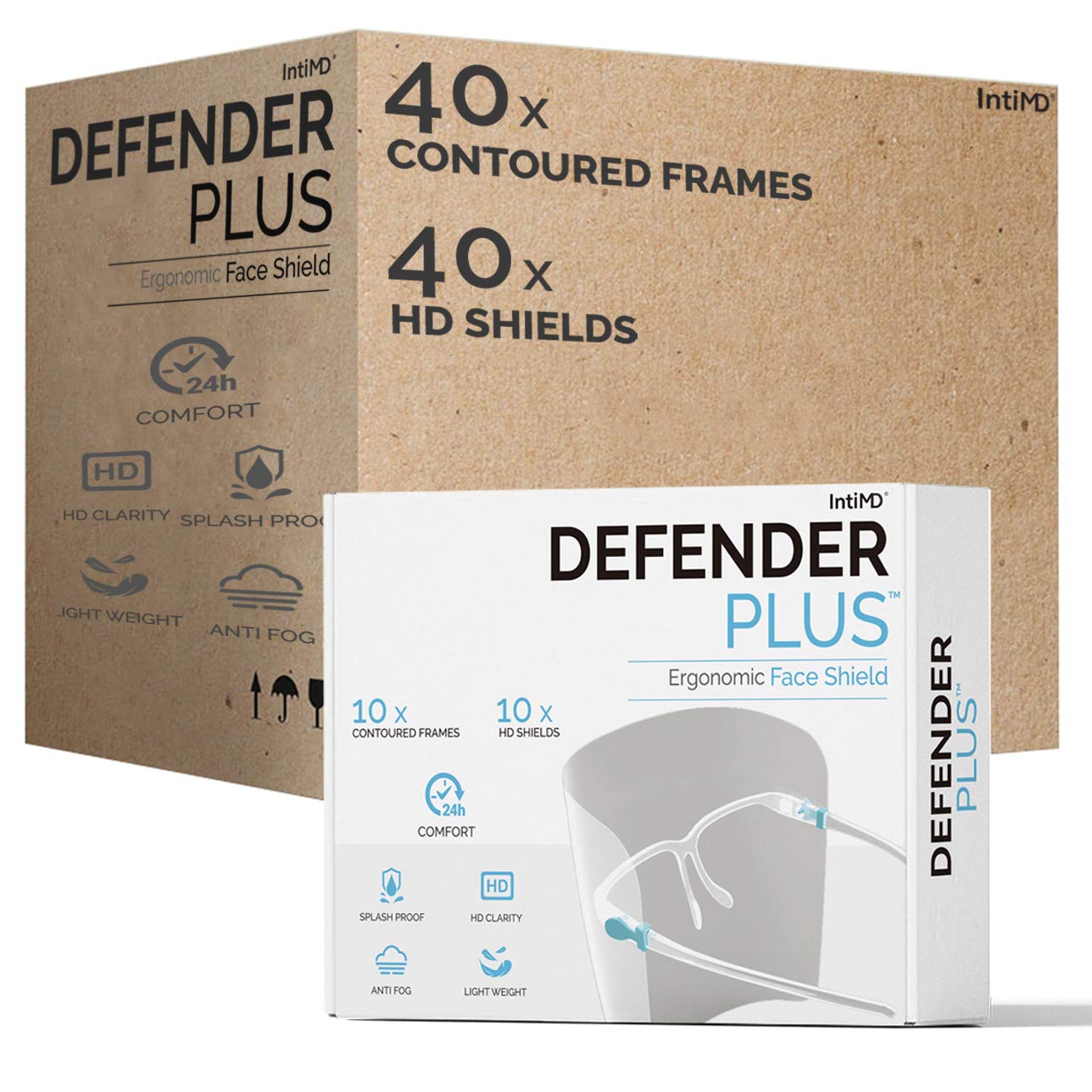 IntiMD Defender Plus Safety Full Face Shield Mask (10 Frames and 10 Shields)