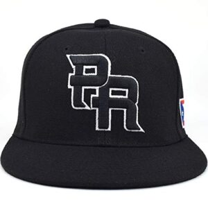 pr fitted two tone solid caps puerto rico flag embroidered hat front side back (black/black emb, xlarge)