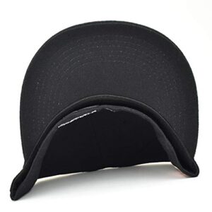 PR Fitted Two Tone Solid Caps Puerto Rico Flag Embroidered hat Front Side Back (Black/Black Emb, XLarge)