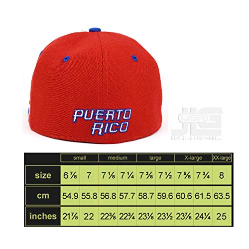 PR Fitted Two Tone Solid Caps Puerto Rico Flag Embroidered hat Front Side Back (Black/Black Emb, XLarge)