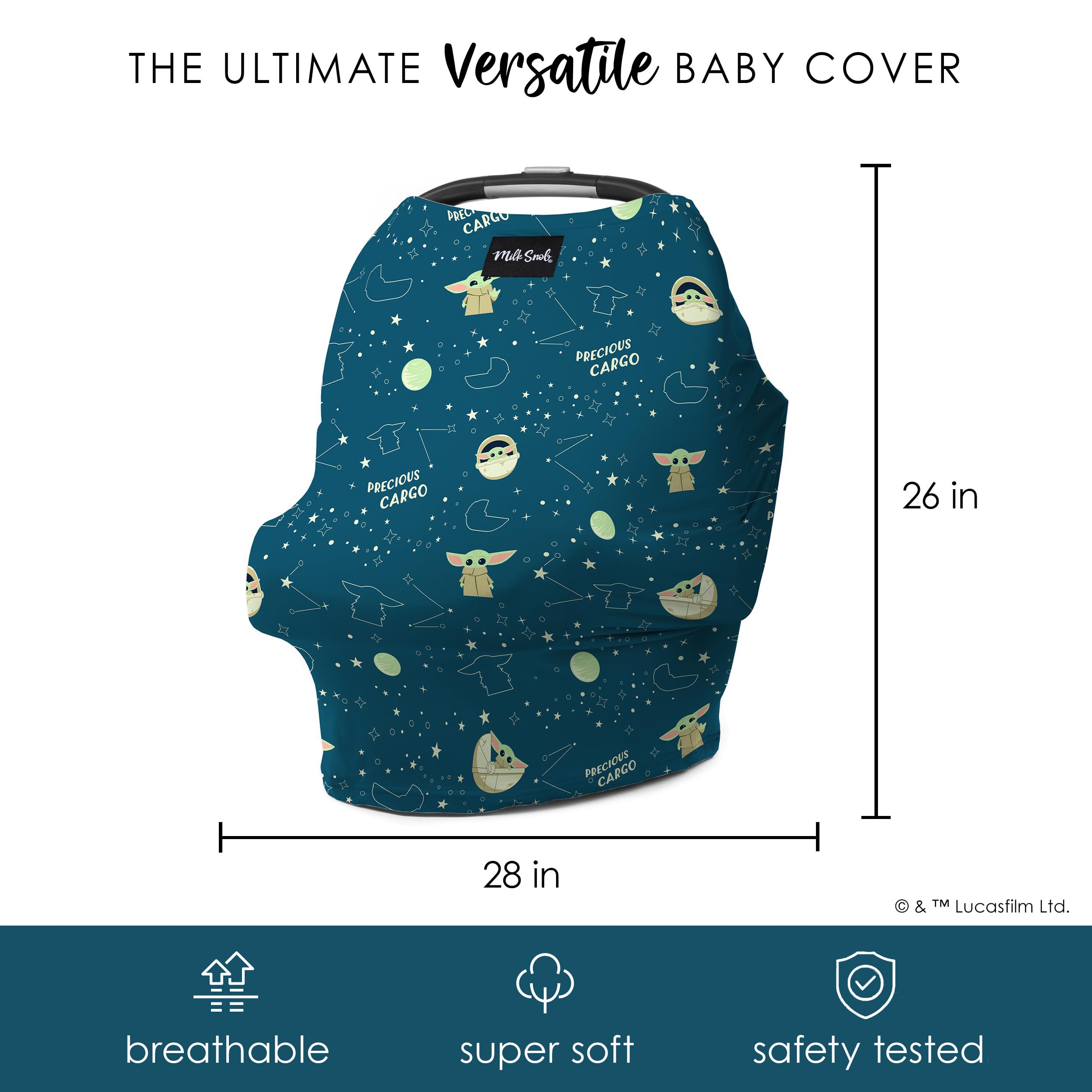 Milk Snob Original Star Wars 5-in-1 Cover, The Child, Added Privacy for Breastfeeding, Baby Car Seat, Carrier, Stroller, High Chair, Shopping Cart, Lounger Canopy - Newborn Essentials, Nursing Top